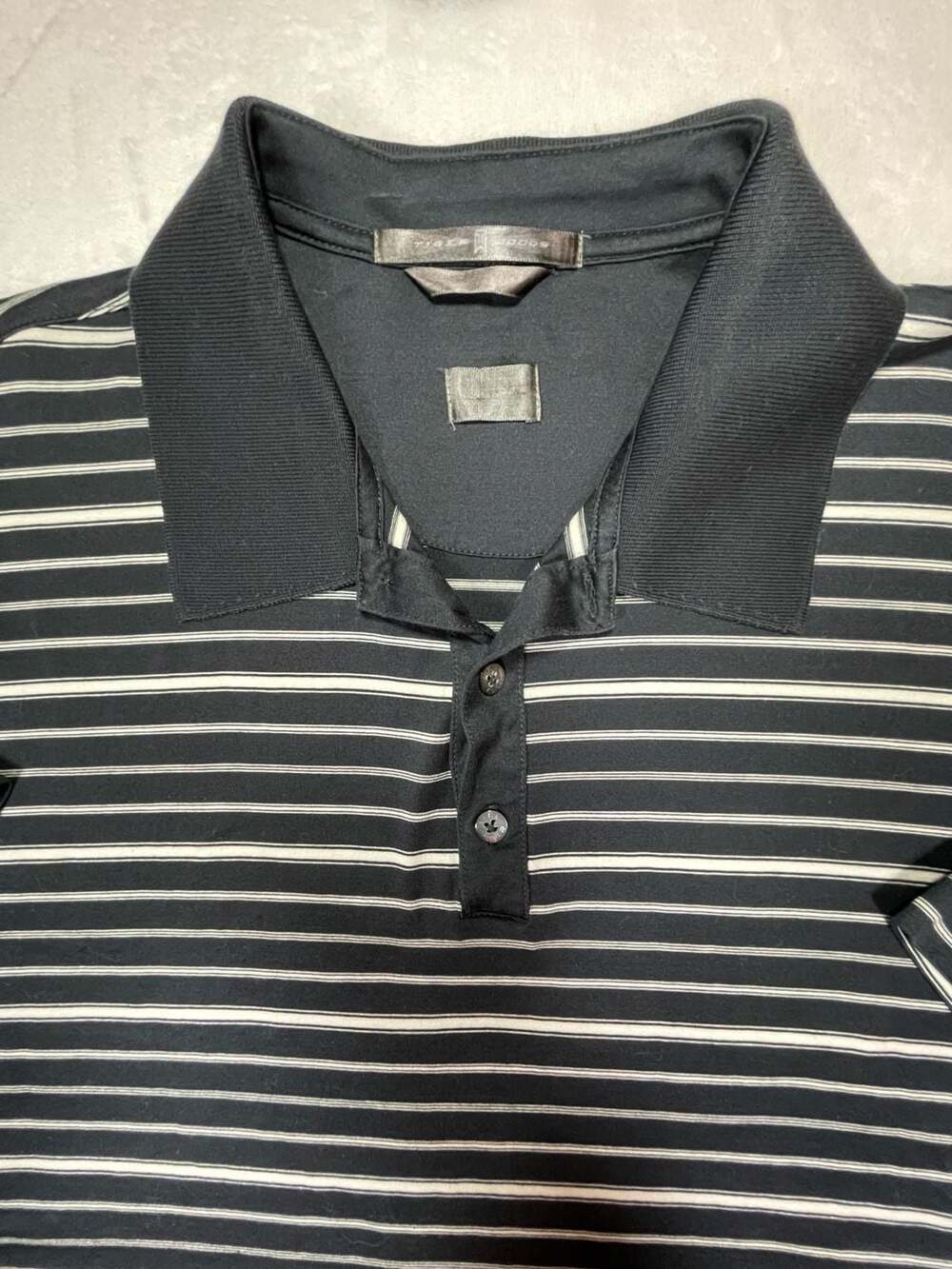 Tiger Woods Nike Golf Striped Short Sleeve Polo Shirt